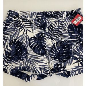 NWT Spanx on the Go Tropical Navy Palm Azul Marino Shorts Size XL Stretch Pullon